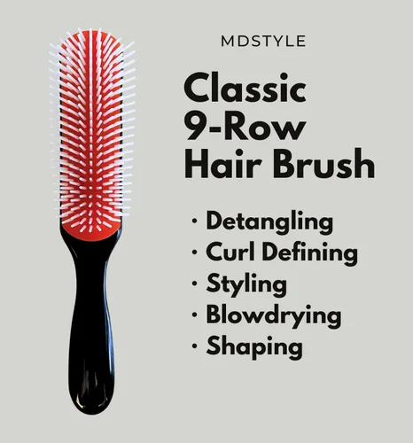 Miniatura 2 de MDSTYLE Cepillo para cabello rizado, grueso, ondulado y enrollado, definición de rizos, desenredante, peinado, secado por soplado, moldeador