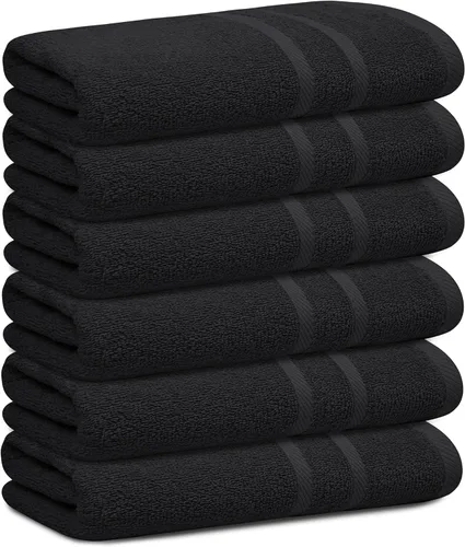 Miniatura 13 de Looperry Juego de 6 toallas de baño pequeñas - toallas de ducha 100% algodón 23 x 46 pulgadas 450 GSM. Ligeras y absorbentes, suaves y de secado