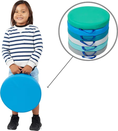 Miniatura 2 de Factory Direct Partners SoftScape - Cojines de piso redondos de 15 pulgadas con asas para salón de clases; asientos flexibles para guardería