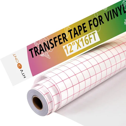 Miniatura 11 de HTVRONT Cinta de transferencia compatible con vinilo: cinta de transferencia transparente de rejilla de alineación negra de 12 pulgadas x 10 pies