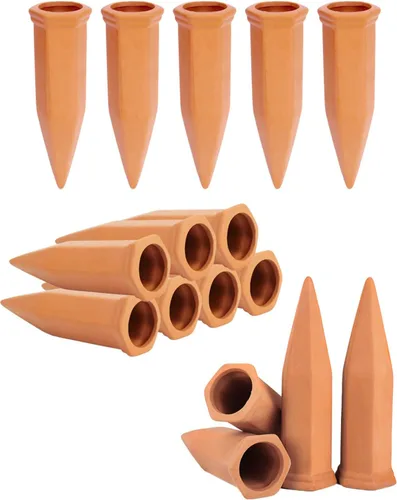 Miniatura 10 de vensovo 10 picos de riego de terracota, estacas automáticas de riego automático, dispositivos de riego de plantas para botellas de vino, botellas