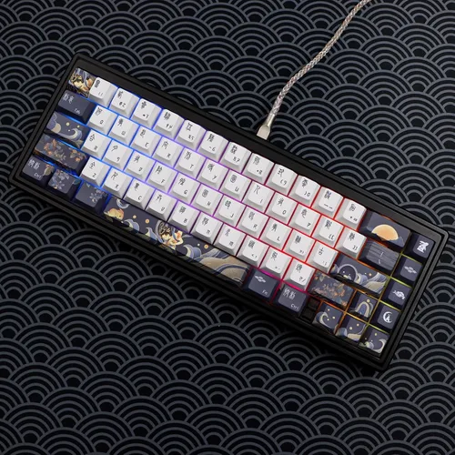 Miniatura 3 de JSJT Teclas PBT 136 Teclas Perfil Cherry Juego de Teclas Temáticas de Chang'e y Conejo Teclas de Estilo Antiguo Azul Zang Teclas Personalizadas