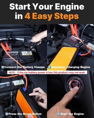 Miniatura 6 de Autowit Arrancador de salto de súper condensador, caja de salto portátil sin batería de 12 V, cables de arranque para coche diésel 8.0 y 4.0