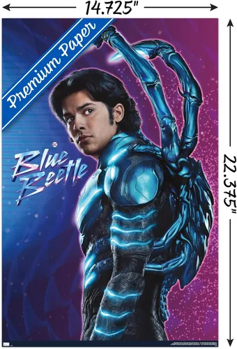 Miniatura 3 de Trends International DC Comics Movie Blue Beetle - Póster de pared de Jaime Reyes, 22.4 pulgadas de largo x 14.7 W, paquete de póster y montaje