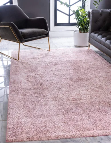 Unique Loom Solo Collection - alfombra de corredor en color carbón para niños de felpa sólida Rosado