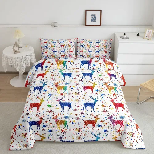 Miniatura 13 de Erosebridal Juego de edredón con gorro de Navidad, calcetines de Navidad, regalo de Navidad, decoración de ropa de cama, relleno de edredón de Feliz