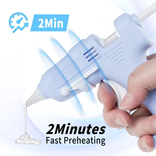 Miniatura 3 de Pistola de pegamento caliente inalámbrica, kit de pistola de pegamento de precalentamiento rápido recargable con 20 barras de pegamento blanco