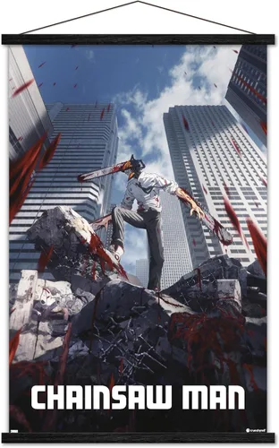 Miniatura 8 de Trends International Chainsaw Man - Póster de pared de arte clave, 22.37 x 34.00 pulgadas, paquete de impresión premium y colgador de madera de haya