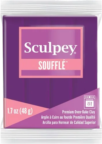 Sculpey Soufflé - Arcilla polimérica para horno, morado uva, no tóxica, barra de 1.7 onzas, ideal para hacer joyas, vacaciones, bricolaje, medios