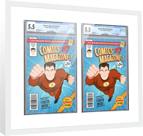 Miniatura 108 de Marco de cómic con paspartú para 8 CGC, CBCS o PGX Graded Comics - Marco de cómic blanco para cómics de 8.125 x 13 pulgadas Marco blanco