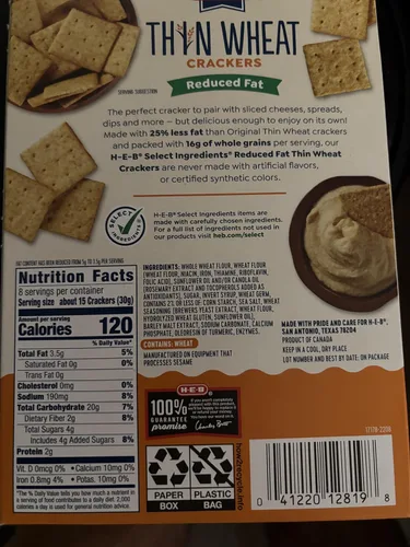 Miniatura 2 de H‑E‑B Thin Wheat Crackers - Reduced Fat 8.5 oz (paquete de 4) con carpeta gratuita