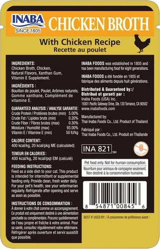 Miniatura 6 de INABA Caldo de pollo, guarnición/adorno para gatos con vitamina E, bolsa de 1.76 onzas, 8 bolsas en total, receta de pollo