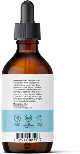 Miniatura 6 de Ultra6 Nutrition Biotina líquida con vitaminas para el cabello, vitamina C, E, B6 y aceite de coco orgánico, biotina líquida para el cabello