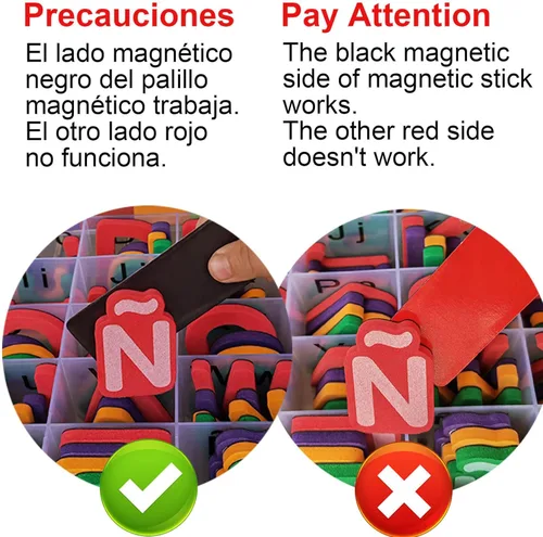 Miniatura 3 de Letras magnéticas del alfabeto en español e inglés y números ABC imanes pizarra, letras españolas y números magnéticos para niños, juguetes