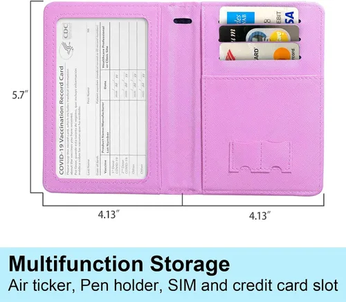 Miniatura 7 de Funda para pasaporte y tarjetero, Azul oscuro y rosa, Funda para pasaporte de viaje