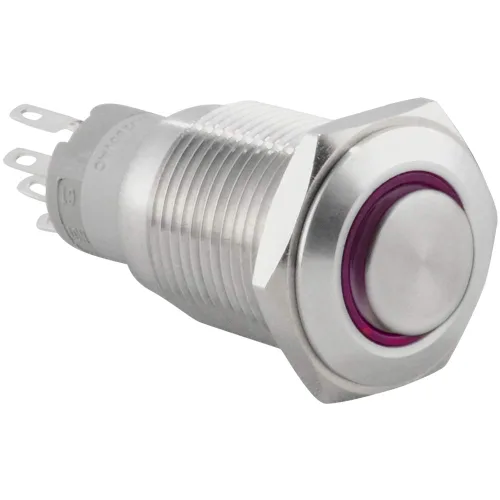 Miniatura 17 de JacobsParts Interruptor de arranque momentáneo de acero inoxidable plateado con LED azul para orificio de corte de panel de 1/2" (12 mm) de diámetro