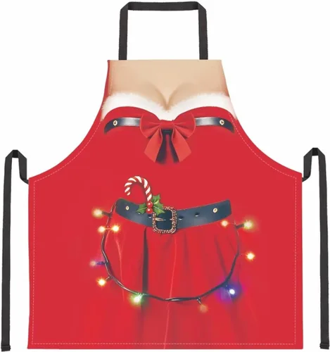 Miniatura 31 de Dreaweet Delantal de cocina unisex con cuello ajustable de Navidad