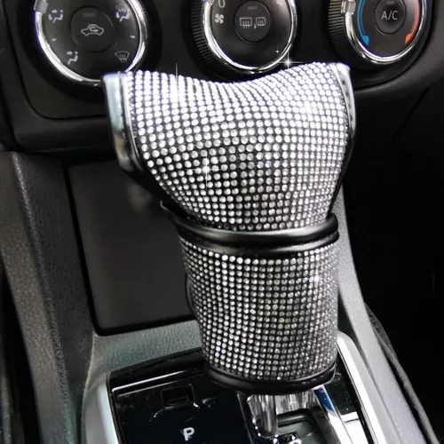 Miniatura 8 de KEVWR - Funda para palanca de cambios de coche con cristales brillantes, protector de palanca de cambios con brillo de strass, accesorios de Rosa