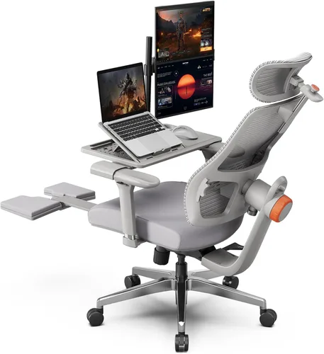 Miniatura 11 de Newtral Silla de oficina ergonómica, silla de escritorio de oficina en casa con reposapiés, respaldo y reposacabezas de seguimiento automático, Negro
