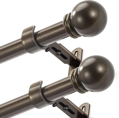 Miniatura 13 de Cortinero para ventanas, 16 a 76 pulgadas, con longitud máxima ajustable de 88 pulgadas, diámetro de 1 pulgada y remates redondos, color negro