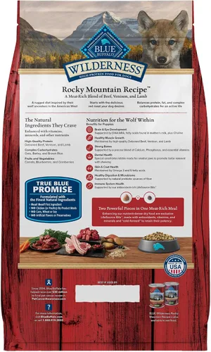 Miniatura 2 de Blue Buffalo Wilderness - Alimento seco de alta proteína con receta de las Montañas Rocosas para cachorros, carne roja y granos, bolsa de 24 libras