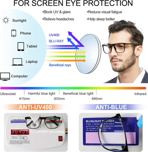 Miniatura 4 de MARE AZZURO Gafas de lectura fotocromáticas para hombre, bloqueo de luz azul, para lectores cuadrados de gran tamaño, 1.0, 1.5, 2.0, 2.5, 3.0, 3.5
