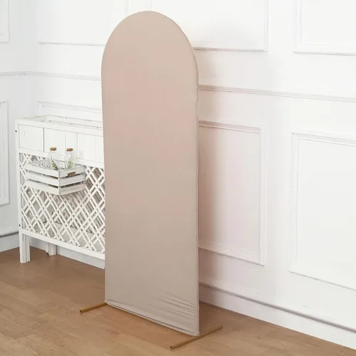 Miniatura 6 de Balsa Circle Cubierta de fondo de arco de boda con parte superior redonda de elastano mate de 5 pies para eventos, recepción, suministros de Desnudo