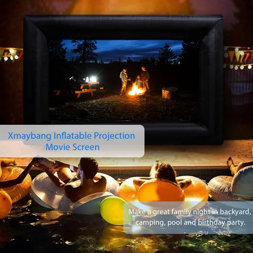 Miniatura 2 de Pantalla de proyector de película inflable de 18 pies, pantalla de proyector para exteriores, proyección delantera/trasera, incluye soplador