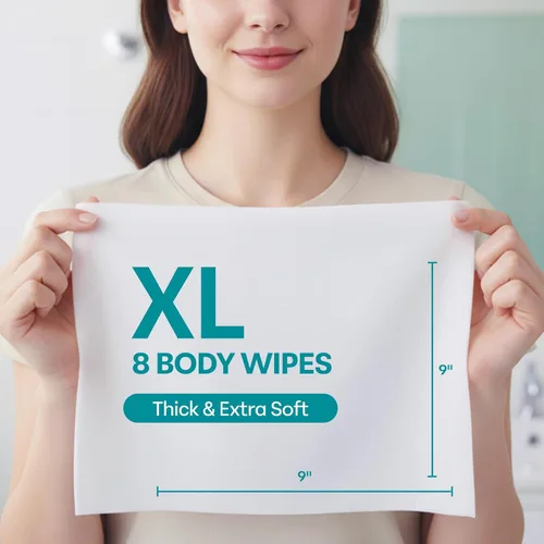 Miniatura 3 de Toallitas de baño XL de 9 x 9 pulgadas para adultos, sin enjuague, paño grueso y refrescante con aloe vera para camping, viajes, gimnasio y cuidado