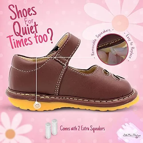 Miniatura 6 de Little Mae's Boutique Mary Jane - Zapatos chirriantes para niñas pequeñas, zapatos ideales para caminar con chirriador extraíble y correa ajustable