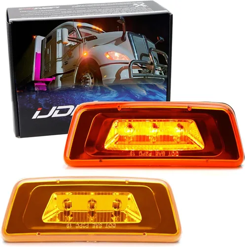 iJDMTOY Lentes ámbar súper brillantes LED para rueda delantera delantera Fender Side Marker Lights compatibles con Kenworth T680 T700 T880,