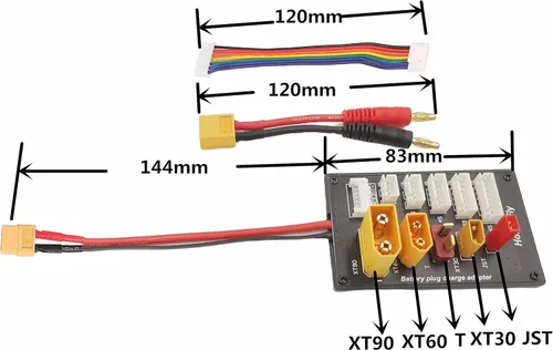Miniatura 4 de XT30 XT60 XT90 JST T Conector Lipo Batería Cargador Junta 2-6S Junta de carga de equilibrio paralelo para Imax B6 B6AC IDST Q6 Lite Balance Charger