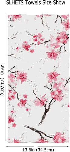 Miniatura 3 de Toallas de mano con flores de cerezo sin costuras, toallas de baño con flores de acuarela rosa, toallas de cocina suaves florales de 13.6 x 29 pies