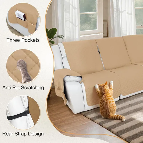 Miniatura 5 de HDCAXKJ Fundas de sofá seccional reclinable 100% impermeable, forma de L, funda de sofá reclinable lavable acolchada suave para mascotas, perro
