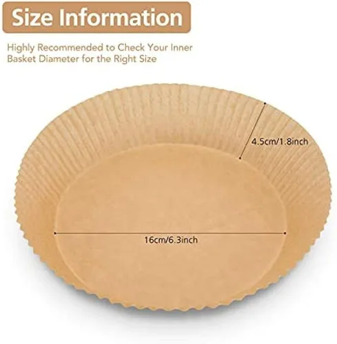 Miniatura 2 de 200 PCS Air Fryer Parchment Paper Liners Non-Stick Disposable Basket Unperforated Round for Baking Roasting Microwave (6.3 Inches, Natural) Natural