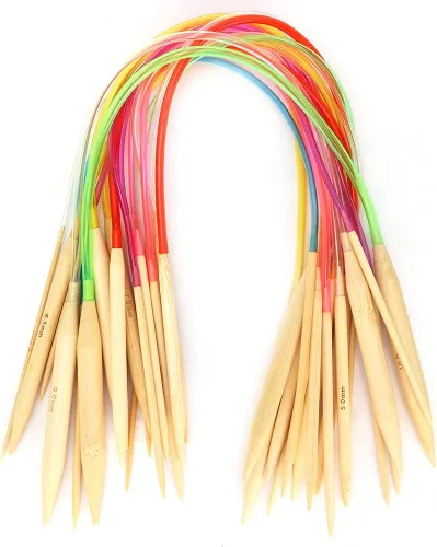 Marhynchus 18 piezas de doble punto, herramientas de tejer bordado, agujas de tejer de bambú, juego de agujas de tejer circulares, tubo colorido