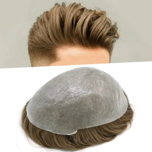 Miniatura 80 de FNY HAIR - Tupé para hombres, sistema de cabello humano, piel ultrafina, PU con bucle en V, prótesis de cabello natural para hombres, #1B05 1B# OFF