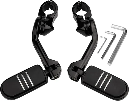 Estriberas de carretera en ángulo de 1.25 pulgadas de largo para motocicleta, reposapiés ajustables con abrazaderas kit de soportes compatible con