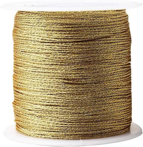 Miniatura 2 de Pengxiaomei Cuerda metálica dorada de 218 yardas/656 pies, cuerda de hilo dorado de 2 bobinas para hacer pulseras, hilo de fabricación de joyas