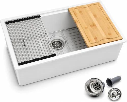Miniatura 21 de Dcolora Fregadero de Barra de Composite de Cuarzo de 22 Pulgadas Negro Bajo Encimera Pequeño Fregadero de Cocina de Composite de Granito Prep RV