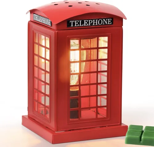 Calentador eléctrico de cera derretida, calentador de cera de cabina telefónica vintage de Londres, quemador de cera para cera perfumada, calentador