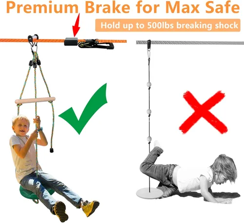Miniatura 2 de Zipline - Tapón de sílice con cremallera para sistema de frenado de tirolesa Slackline, kit de tope de tirolesa para patio trasero, piezas