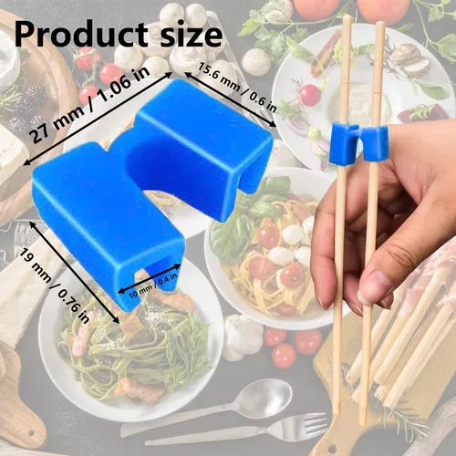 Miniatura 2 de AccEncyc Ayudantes de palillos reutilizables, 8 pares, bisagras de entrenamiento, conector multicolor para adultos, principiantes, entrenadores