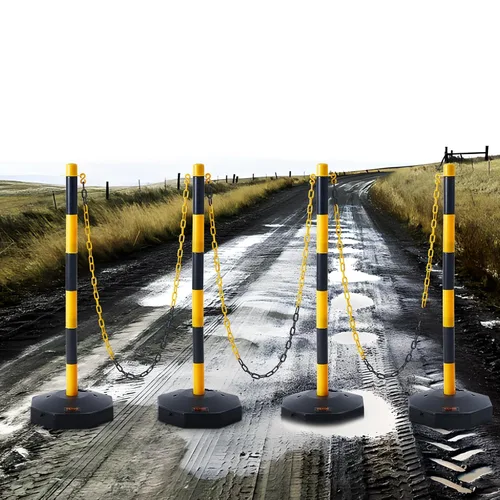 Miniatura 8 de VEVOR Conos de poste delineador de tráfico ajustable, paquete de 4, barrera delineadora de seguridad de tráfico con base rellenable de 8 pies