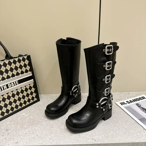 Miniatura 3 de Vertundy Botas altas hasta la rodilla para mujer, botas de tacón bajo grueso de pantorrilla ancha, botas vaqueras de equitación occidental, botas