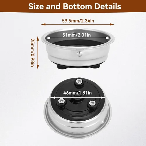 Miniatura 4 de 1 taza de 2.008 in, filtro de café de malla presurizada de acero inoxidable, portafiltro, máquinas de café, accesorios para máquinas de café