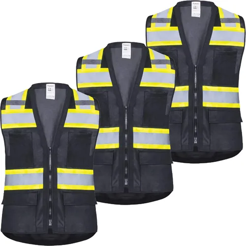 Miniatura 11 de ProtectX - Chaleco de seguridad de alta visibilidad con 6 bolsillos, clase 2 reflectante, de alta visibilidad, para hombres y mujeres, chaleco