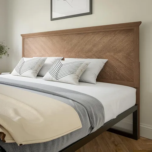Miniatura 13 de Flash Furniture Fiona - Cabecera de madera tamaño Queen, cabecera ajustable con patrón de espiga en color gris lavado Gris desteñido