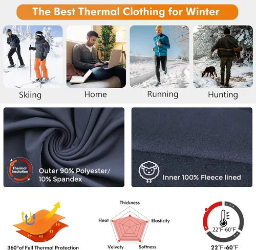 Miniatura 4 de CL convallaria Paquete de 2 calzoncillos térmicos para hombre, ropa interior larga suave y cálida, capa base para clima frío