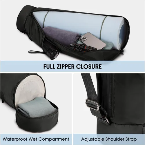 Miniatura 2 de sportsnew Bolsa para esterilla de yoga, bolsa de transporte para esterilla de yoga con cremallera completa con bolsillo para botella de agua